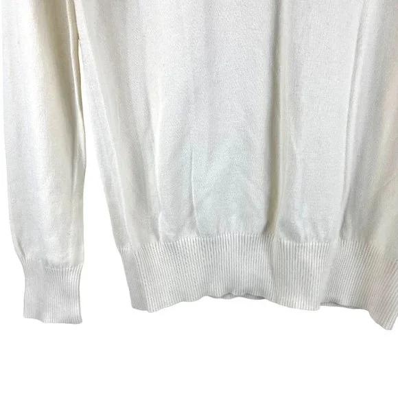 Abound Off White Basic V-Neck Long Sleeve Pullover Knit Sweater Size XXL - Picture 3 of 9